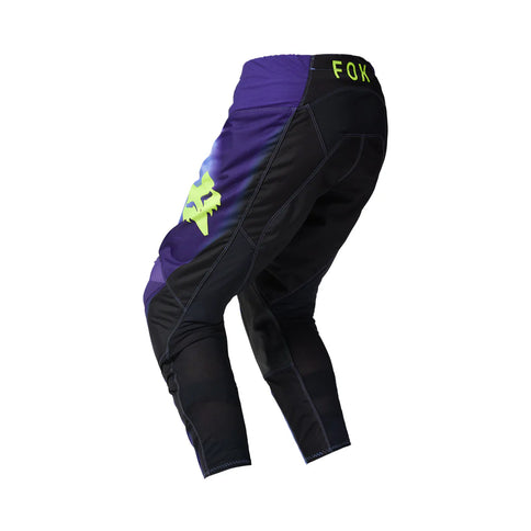 Fox 180 Interfere MX Pants in black and blue, showcasing durable motocross pants with reinforced knees and adjustable waist.