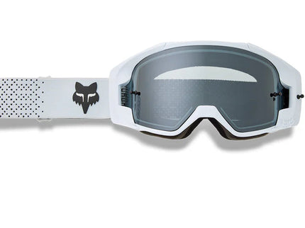 FOX VUE CORE MX Goggle in white with clear lens, featuring adjustable strap and ventilation for motocross riding.