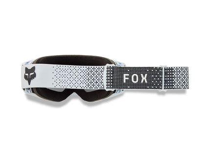 FOX VUE CORE MX Goggle in white with clear lens, featuring adjustable strap and ventilation for motocross riding.