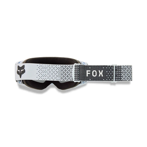 FOX VUE CORE MX Goggle in white with clear lens, featuring adjustable strap and ventilation for motocross riding.