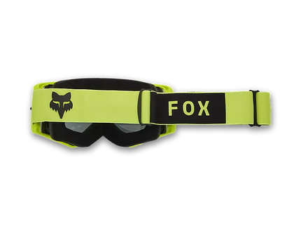 FOX AIRSPACE Goggle MX goggles with flo yellow lens, adjustable strap, and vented frame for motocross riding.