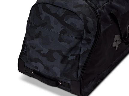 Black camo FOX Shuttle 180 gear kit bag with sturdy handles and spacious interior for fishing or outdoor gear.