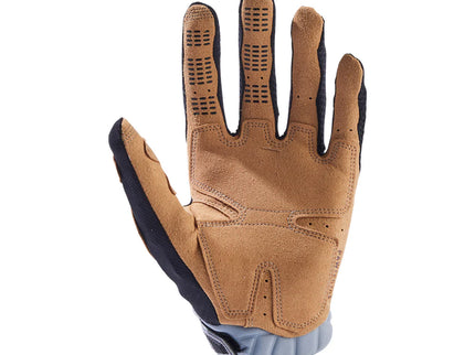 Black and grey FOX PAWTECTOR MX gloves with padded palms and secure wrist closures, designed for motocross riding.
