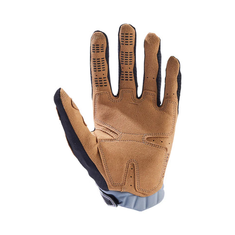 Black and grey FOX PAWTECTOR MX gloves with padded palms and secure wrist closures, designed for motocross riding.