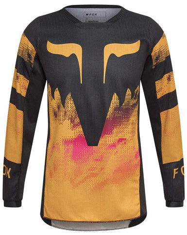 Fox 180 Kairos Youth MX Jersey in Tangerine with vibrant orange design and breathable fabric for motocross riding.