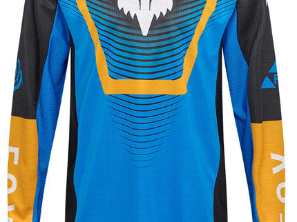Blue FOX 180 COLLECT MX jersey with breathable fabric and bold design, designed for motocross riders.