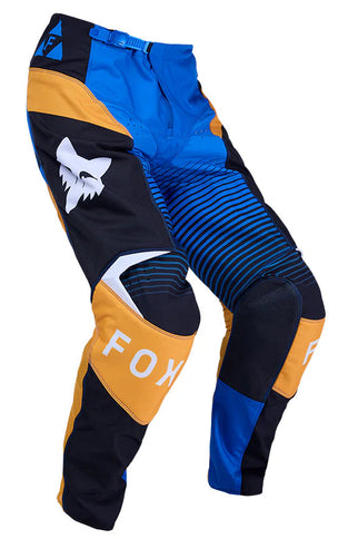 Blue FOX 180 Collect MX pants with reinforced knees and adjustable waist for motocross riding.
