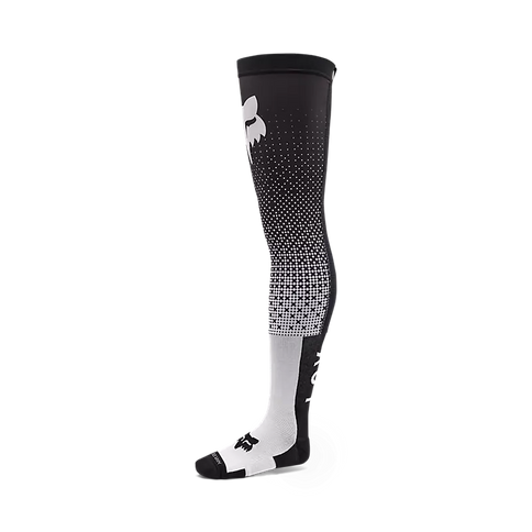 FOX FLEXAIR fracture knee brace sock in white and black, MX compression sock with knee support and flexible design.