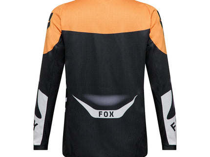 Black and white Fox Noble Youth MX jersey with bold design and breathable fabric, perfect for motocross riders.