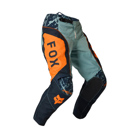 FOX MX pants with 180 image print, blue color, designed for motocross riding and off-road sports.