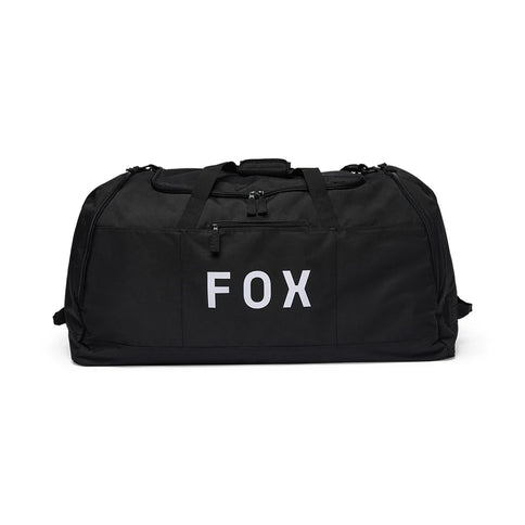Black FOX Podium Duffle Bag kit bag with sturdy handles and spacious main compartment, ideal for sports and travel.