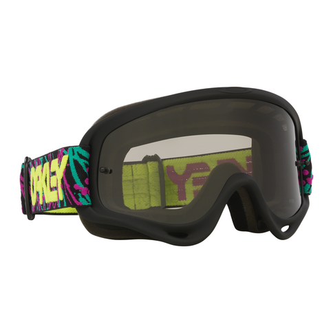 Oakley O-Frame MX Goggle in JAXSON BLACK LIGHT GREY with a clear lens and adjustable strap for motocross riding.