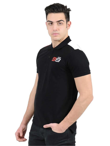 Black Jorge Lorenzo 99 polo shirt from 99 - The Official Collection, featuring a classic collar and embroidered logo.