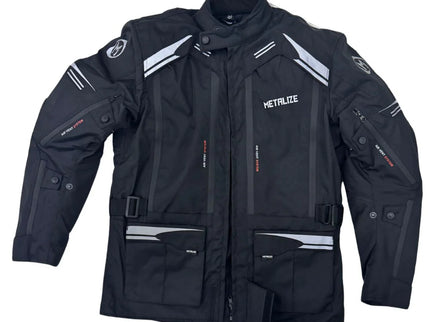 Black ACERBIS Metalize 440 road jacket with durable fabric and sleek design, ideal for motorcycle riding.