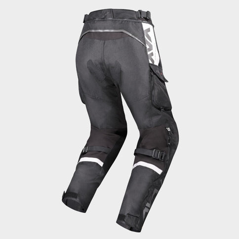 LS2 X-MASTER road motorcycle pants with reinforced knee armor and black textile construction, designed for rider protection and comfort.