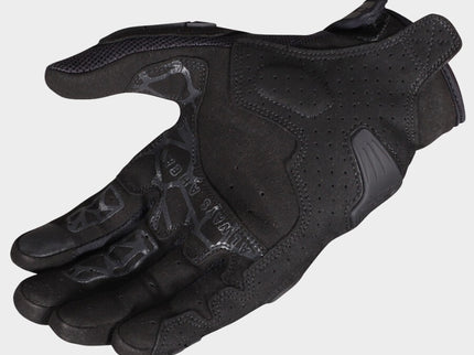 Black LS2 All-Terrain II gloves with reinforced palms and adjustable wrist straps, designed for outdoor riding and protection.
