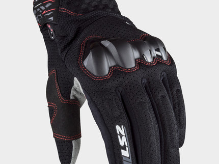 Black LS2 Chaki Road All-Terrain Gloves with reinforced palms and adjustable wrist straps for outdoor motorcycle riding.