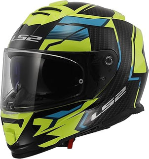 LS2 STORM II Tracker black and yellow road helmet with aerodynamic design and adjustable straps.