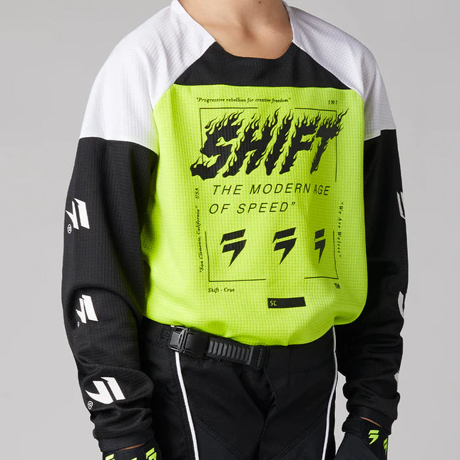 WHIT3 Label Flame Youth Jersey - Flo Yellow