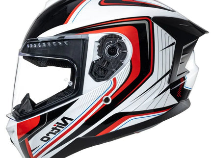 NITRO N700 Contour white and red road helmet with aerodynamic design and adjustable straps, suitable for cycling.