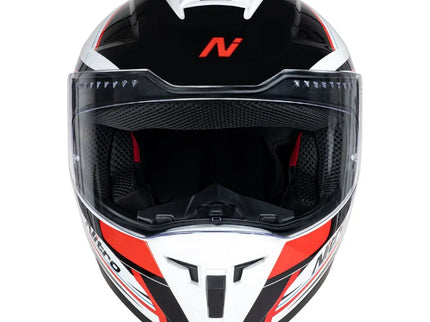 NITRO N700 Contour white and red road helmet with aerodynamic design and adjustable straps, shown from front angle.