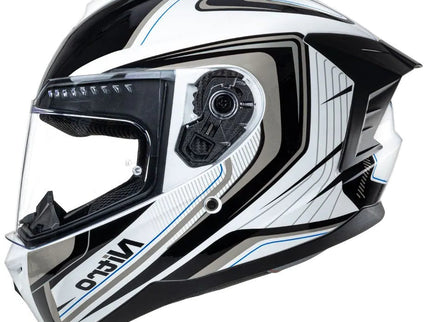 NITRO N700 Contour black, white, and gunmetal road helmet with aerodynamic design and adjustable straps.