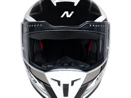 NITRO N700 Contour black, white, and gunmetal road helmet with aerodynamic design and adjustable straps.