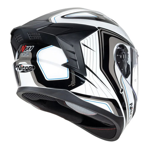 NITRO N700 Contour black, white, and gunmetal road helmet with aerodynamic design and adjustable straps.