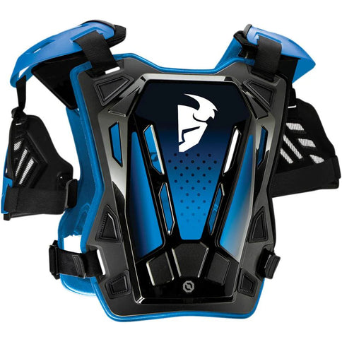 Thor Guardian MX Chest Protector S20 Blue, lightweight motocross chest armor with adjustable straps and impact protection.