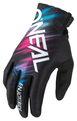 THOR O'NEIL MATRIX YOUTH VOLTAGE MX gloves with black and red design, featuring padded palms and adjustable wrist straps.