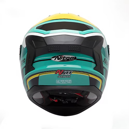 NITRO SIDEWINDER FULL FACE HELMET BLK/TEAL/YELLOW