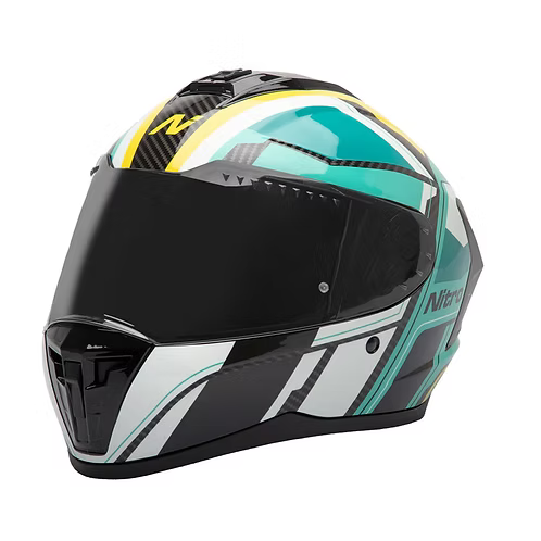 NITRO SIDEWINDER FULL FACE HELMET BLK/TEAL/YELLOW