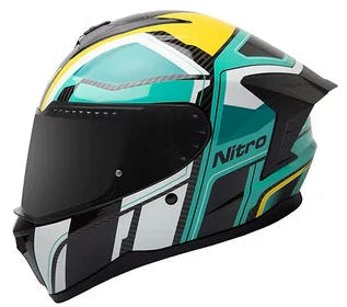NITRO SIDEWINDER FULL FACE HELMET BLK/TEAL/YELLOW