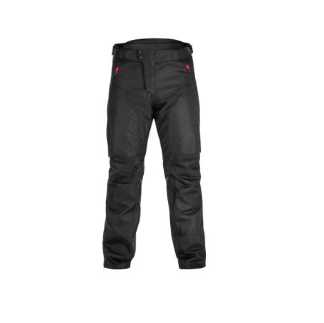 Black Acerbis ADV pants designed for road riding, featuring durable fabric and a fitted athletic style.