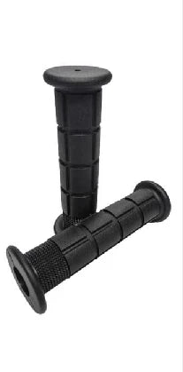 Black ATV grips by EMIGO, featuring textured rubber for secure handling and comfort during off-road riding.