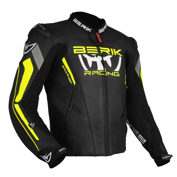 BERIK APEX LEATHER JACKET – BLK/HI-VIS