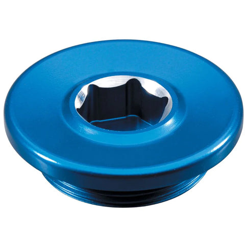 Blue GYTR 36mm engine plug, high-performance motorcycle engine component, with a sleek blue finish and secure fit.