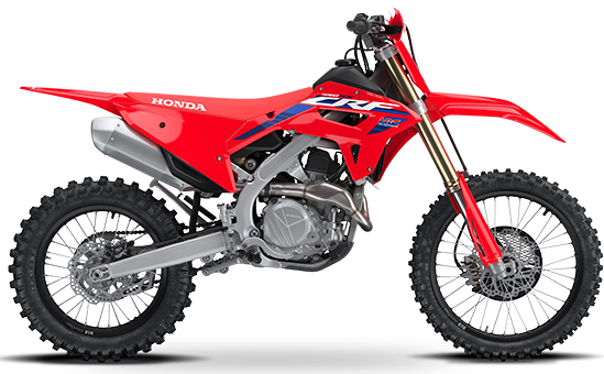 Honda CRF450RX dirt bike in various colors, showcasing its off-road design and rugged features.