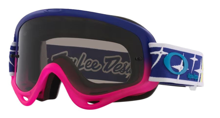 Oakley O Frame MX goggles with TLD Speed Stars gray lens, featuring a durable frame and clear visibility for motocross riding.