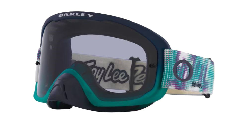 Oakley O Frame PRO 2.0 MX goggles with light gray and pixel-tld lens, designed for motocross riding.