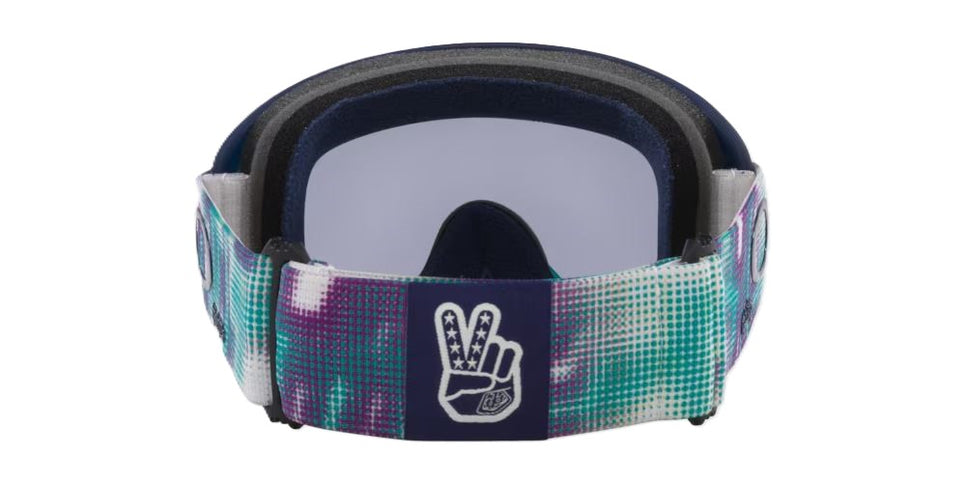 Oakley O Frame PRO 2.0 MX goggles with light gray lens, designed for motocross riding, featuring a durable frame and clear vision.