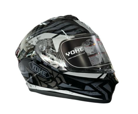 Yohe Helmet Motorcycle Helmet Double Visor YOHE 977 METAL WHT/BLK