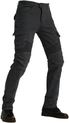 Black NEXO men's Kevlar jeans with cargo style denim, durable and protective RBS Apparel product, shown on a model.
