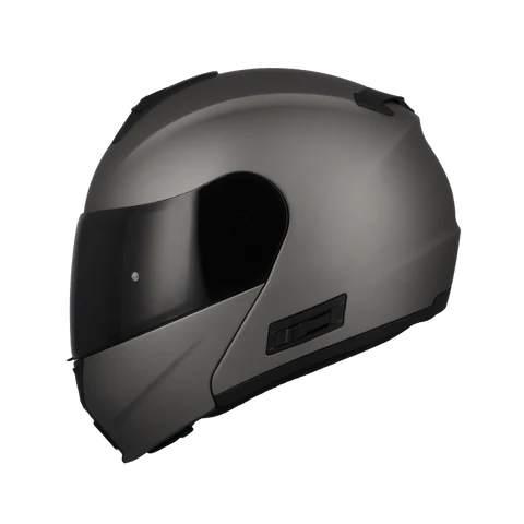 ACERBIS SGI FUSION FLIP UP road helmet in charcoal, side view showing sleek design and adjustable flip-up visor.