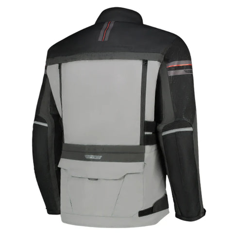 SGI Discovery Quantum Motorcycle Jacket in black, a durable road jacket with protective features, shown on a model.