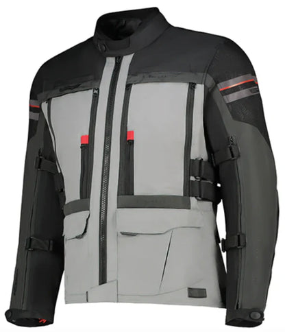 SGI Discovery Quantum motorcycle road jacket with reinforced panels and reflective accents, shown on a mannequin.