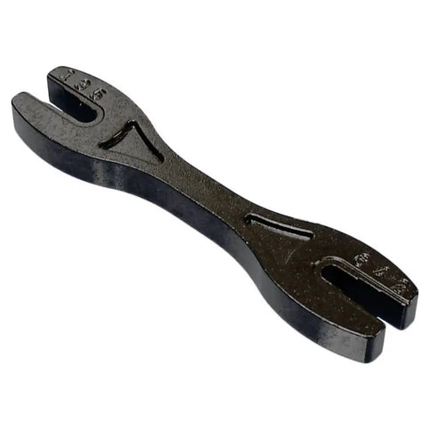 EMGO 6-way spoke wrench with adjustable spanner heads for motorcycle wheel spoke tightening and maintenance.