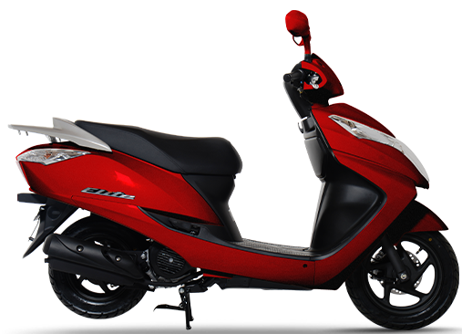 Red Honda Elite 125 scooter with sleek design and modern features, showcasing the vibrant color and compact style.