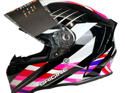 Origine Youth Dinamo Foolish pink and black road helmet with adjustable straps and aerodynamic design, suitable for young cyclists.