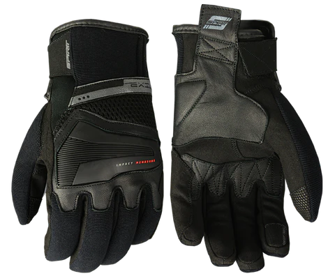 Black SPIRIT Exile road gloves with padded palms and adjustable wrist closure for cycling comfort and protection.